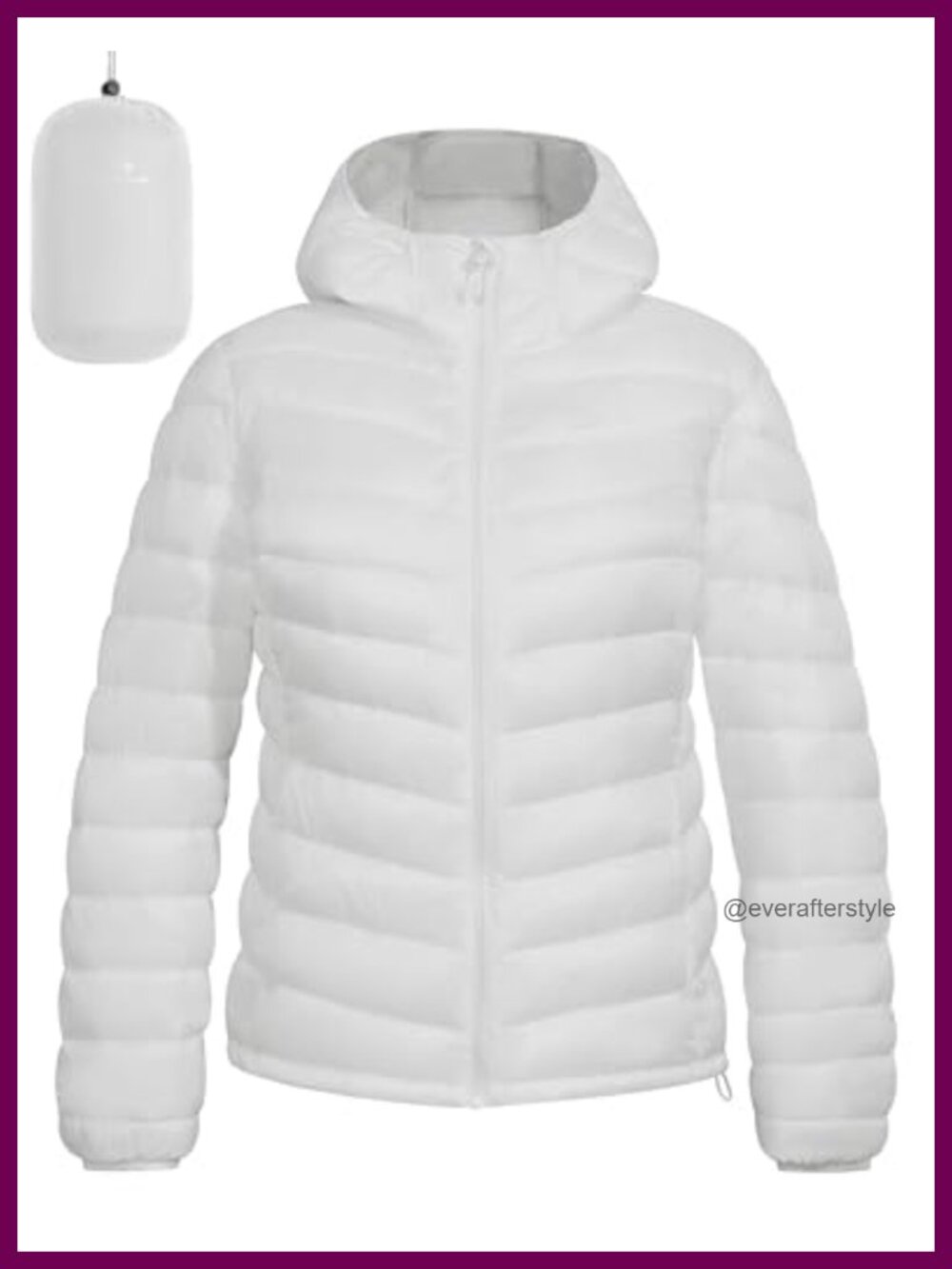 Packable Puffer Jacket Hooded Quilted Down Alternative Winter Coat